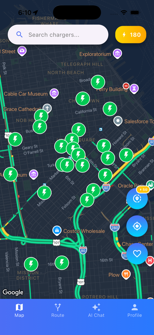 Map of EV charging stations