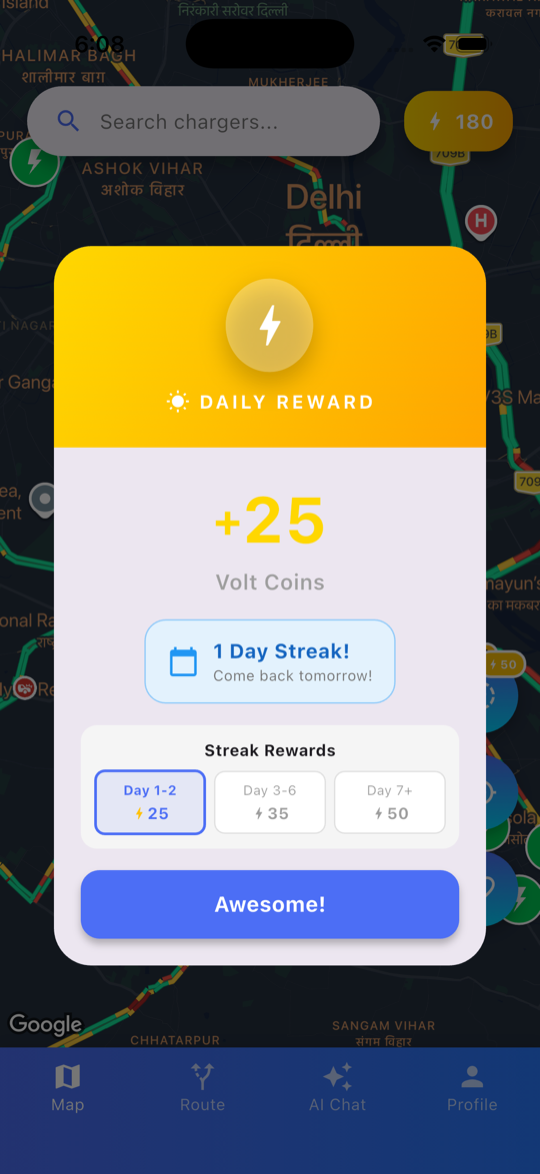 Daily Volt Coin reward screen